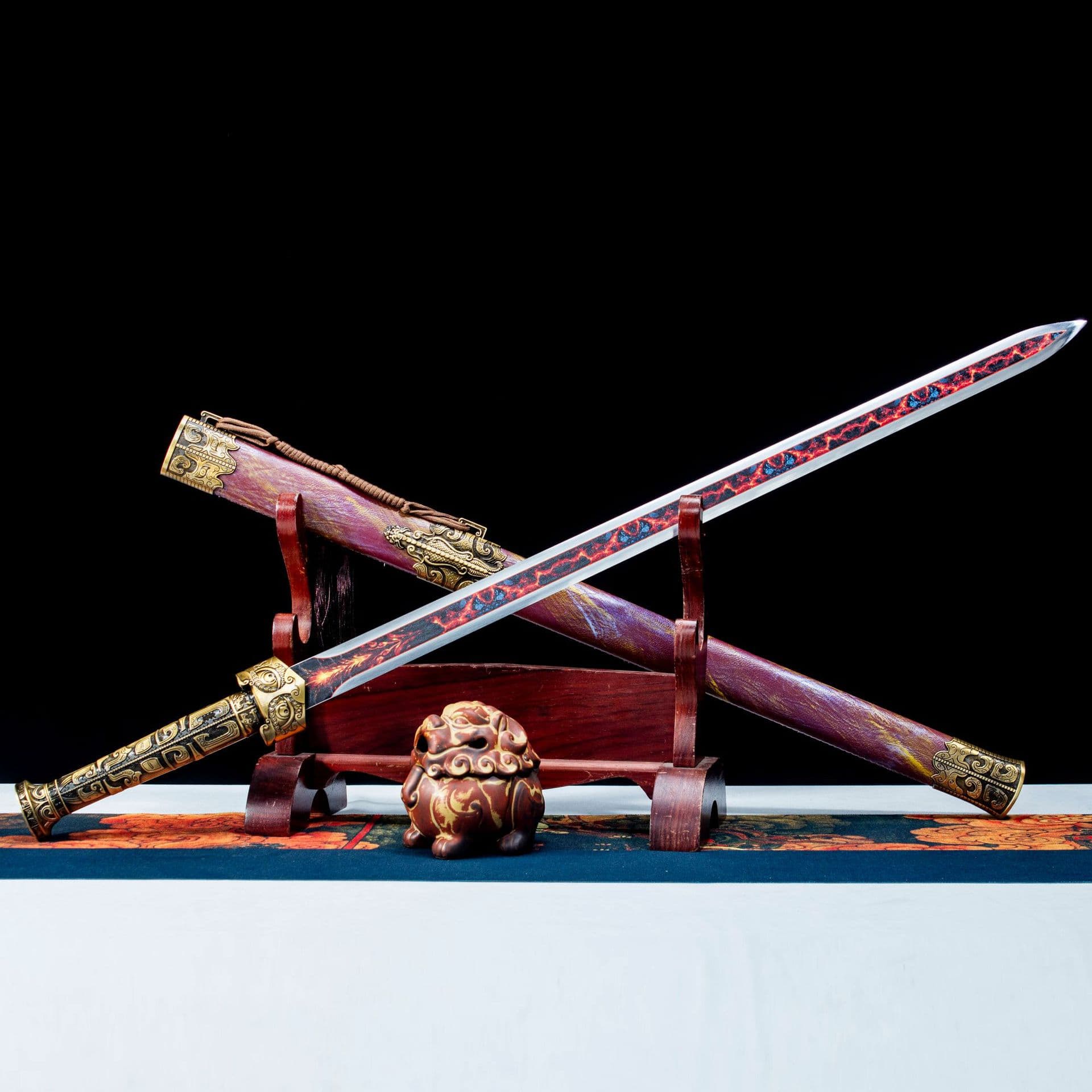 Longquan City High Manganese Steel Hand-Forged Spring and Autumn Han Sword Integrated Tang and Qing Sword Film and TV Craft Sword Unsharpened