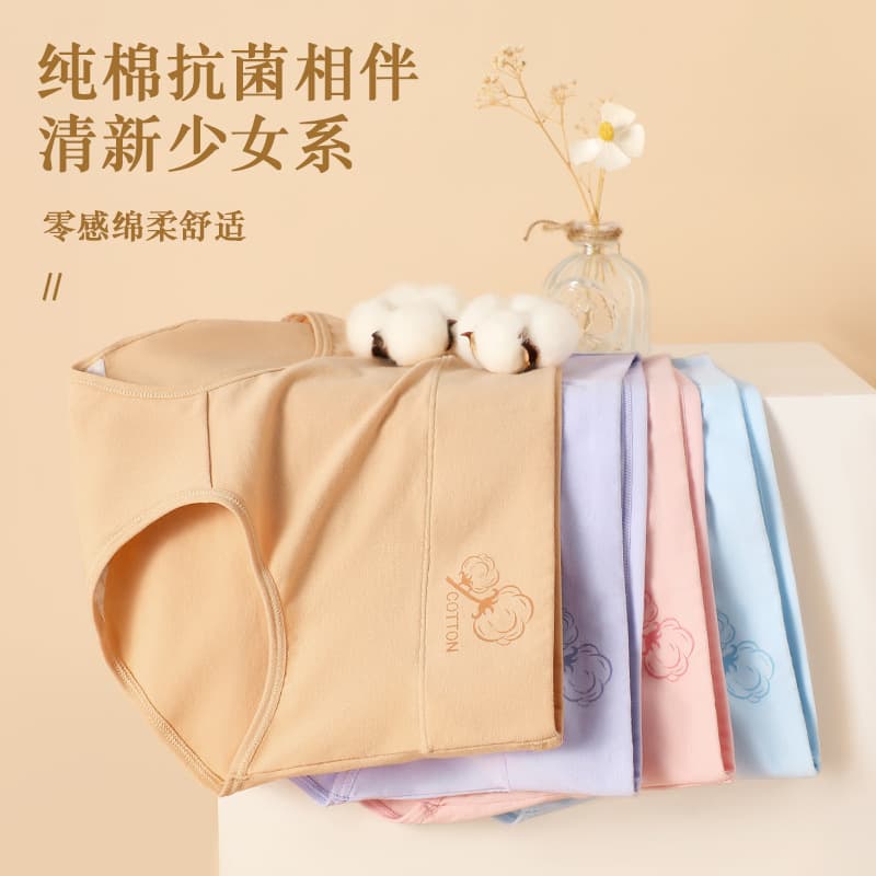 New Autumn/Winter Women's Cotton Panties Mid-High Waist Antibacterial Full Cotton Double-Layer Gusset Plus Size Triangle Panties Manufacturer