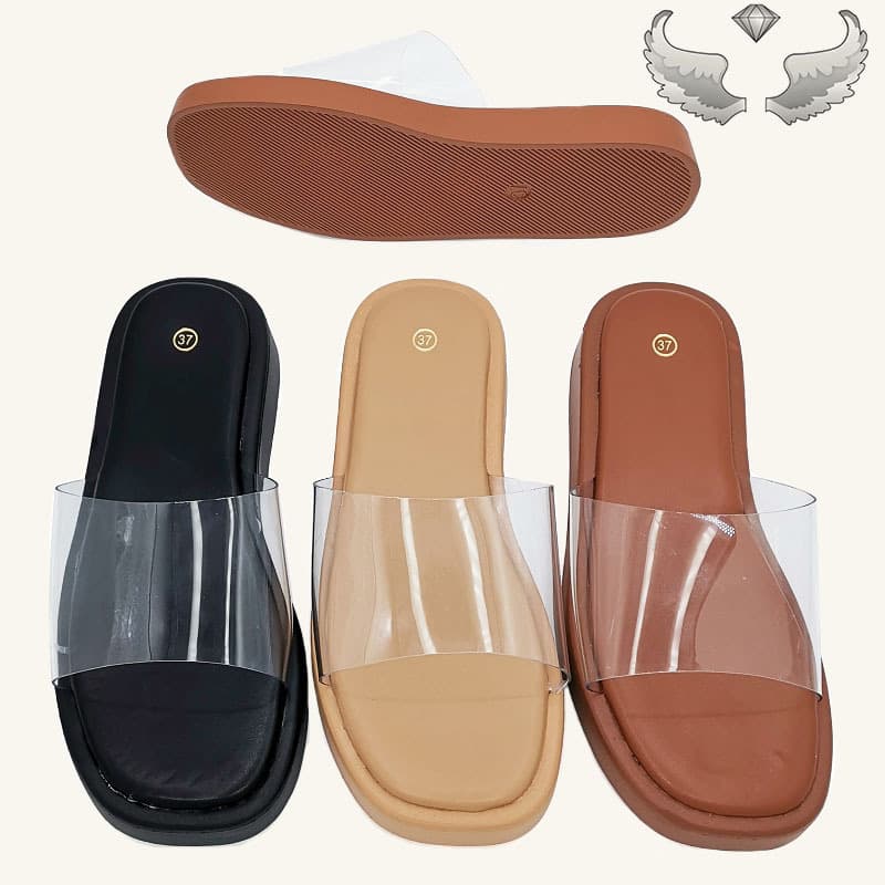 Cape Verde Direct Sales Women's Slippers Transparent Strap Platform Thick Sole Slippers Outdoor Fashion Ladies Slippers