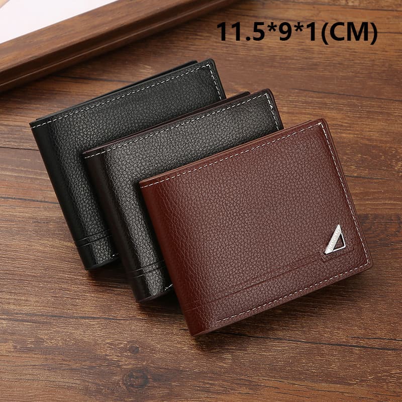 Men's Short Wallet Soft Leather Horizontal Large Capacity Business Casual Fashion Wallet Youth Leather Billfold Money Clip