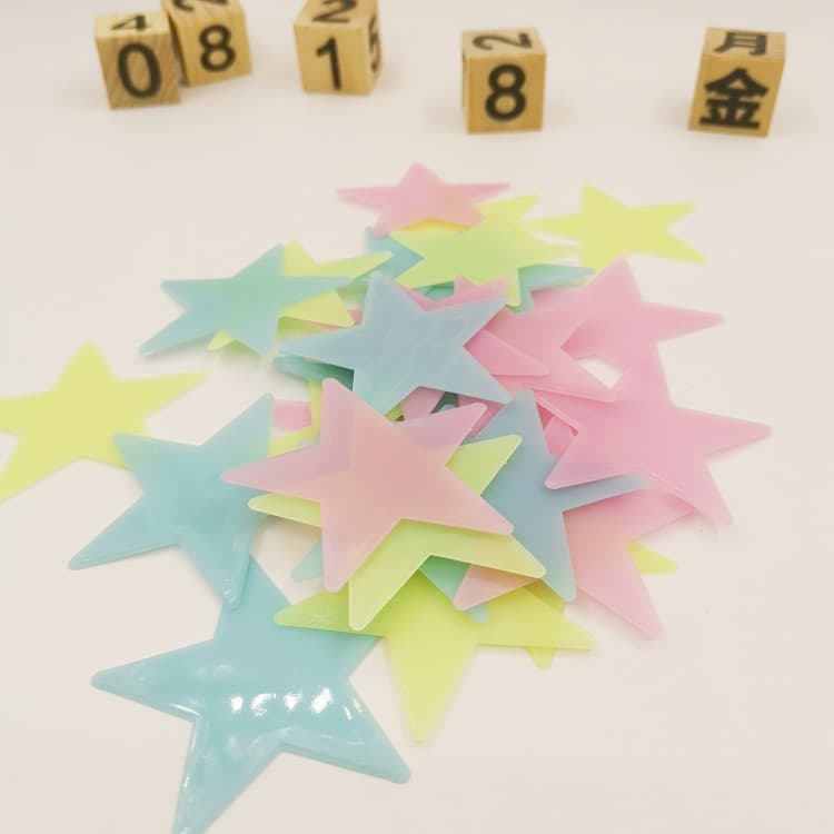 Factory Direct 6CM Glow-in-the-Dark Star Stickers, Glow Sticker 3-Color Set, Starry Sky Kids Room Creative Home Ceiling
