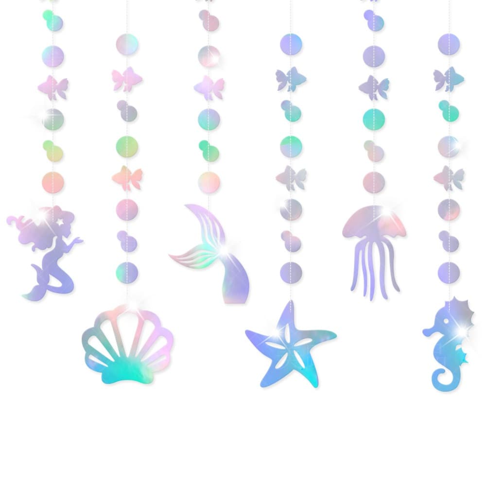 Factory Direct Mermaid Birthday Party Decoration Garland Hanging Ornament - Underwater Theme Jellyfish Shell Hanging Decor
