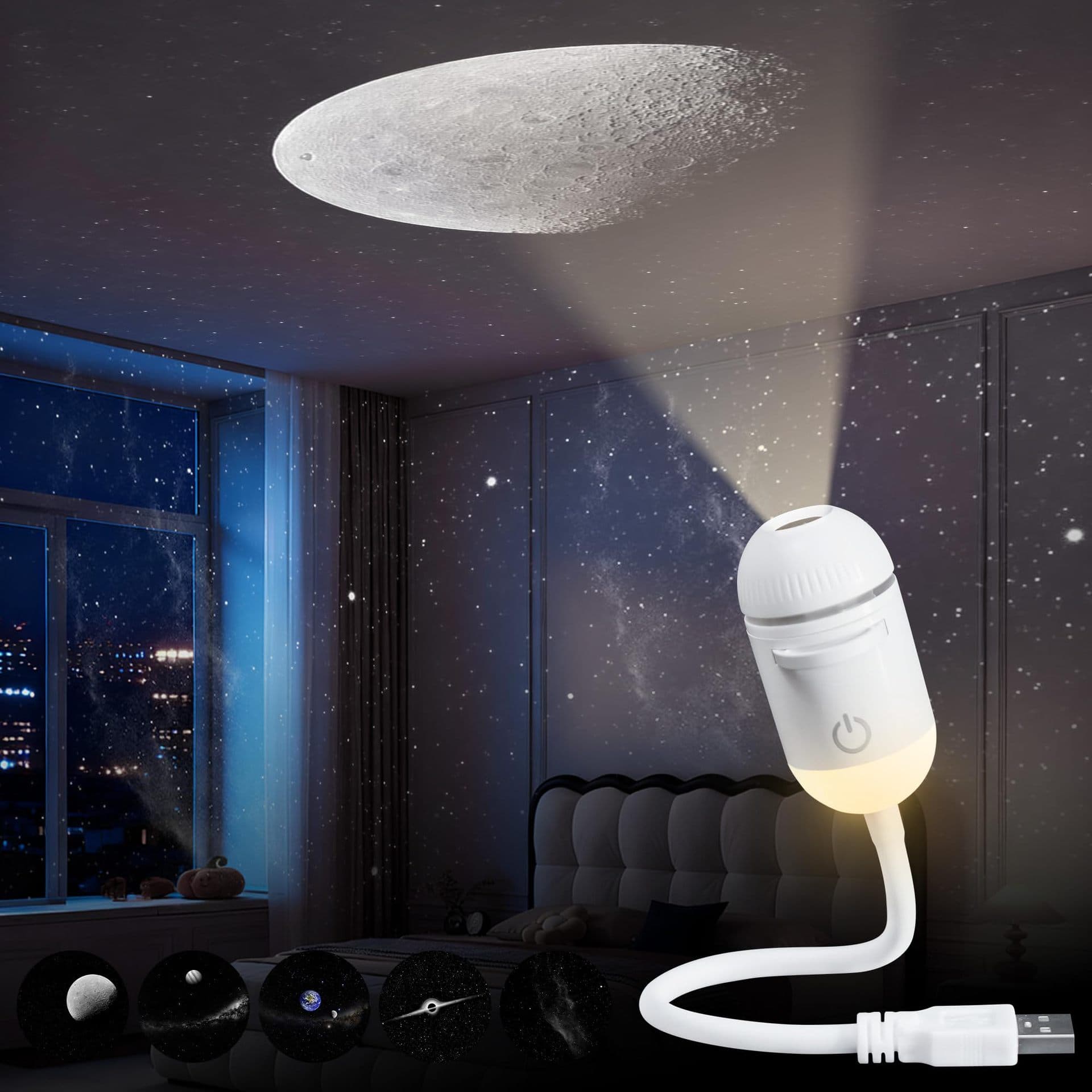 Amazon Cross-Border Bestseller USB Star Projector Light Interior Home Bedroom Night Light Romantic Galaxy Atmosphere Light