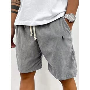 New Manufacturer 2025 Embroidered Pony Corduroy Solid Color Tie-Dye Sports Shorts, Casual Loose Fit Five-Point Shorts
