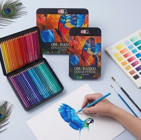 Temu cross-border colored pencil set stationery 36 colors 72 colors oily colored pencils painting colored pencils designer brushes