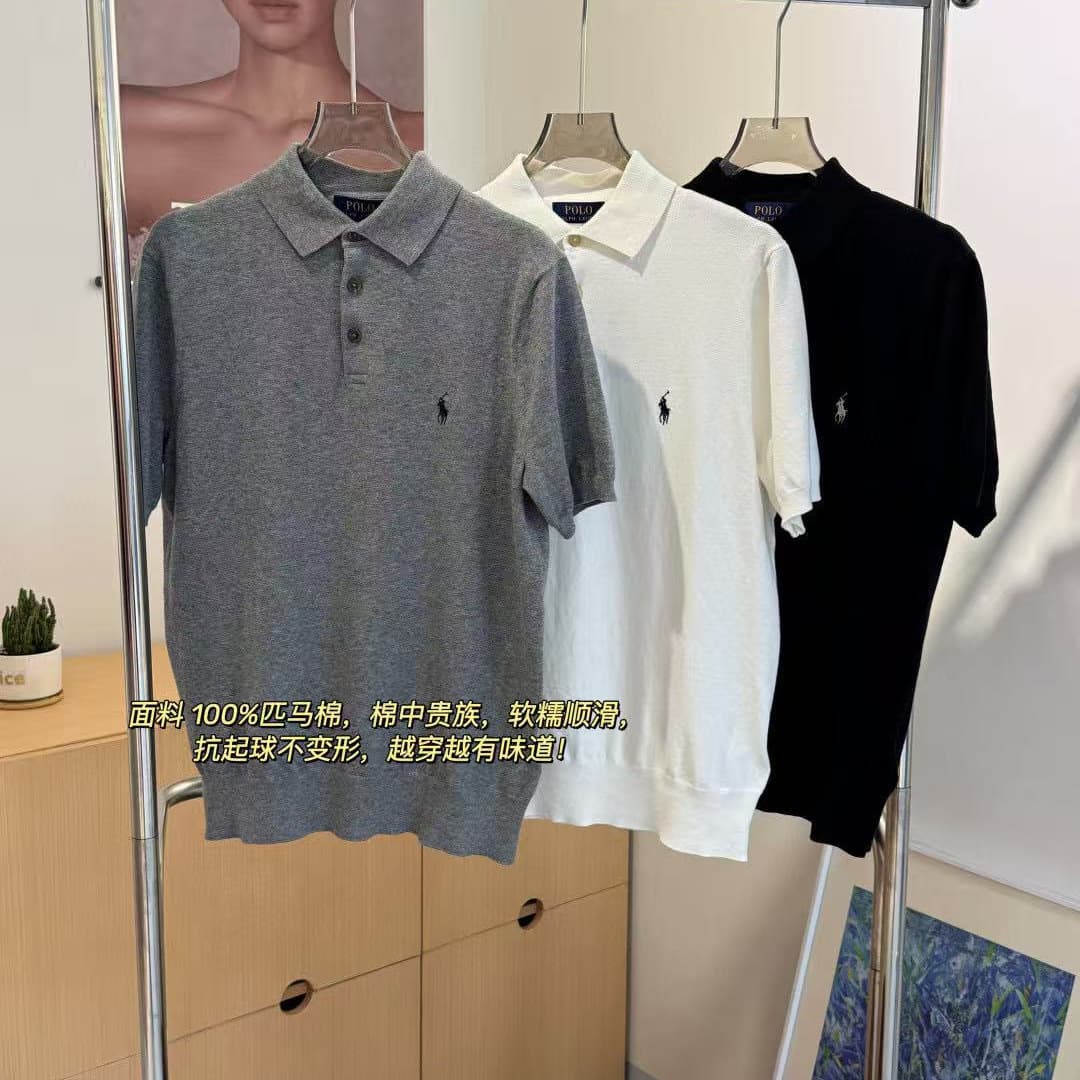 Scan the code for good quality Raff pony embroidered sweater pony cotton Polo collar men's and women's same style sweater RL