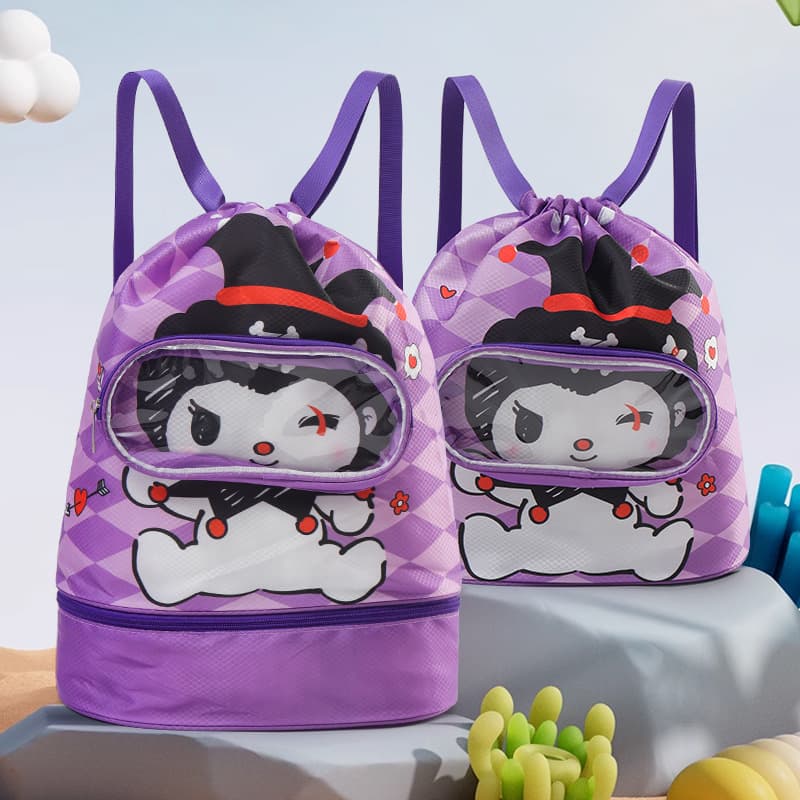 Kuromi Children's Swimming Backpack, Cute Cartoon Elementary/Middle School Student Bag, Beach/Pool Waterproof Storage Bag
