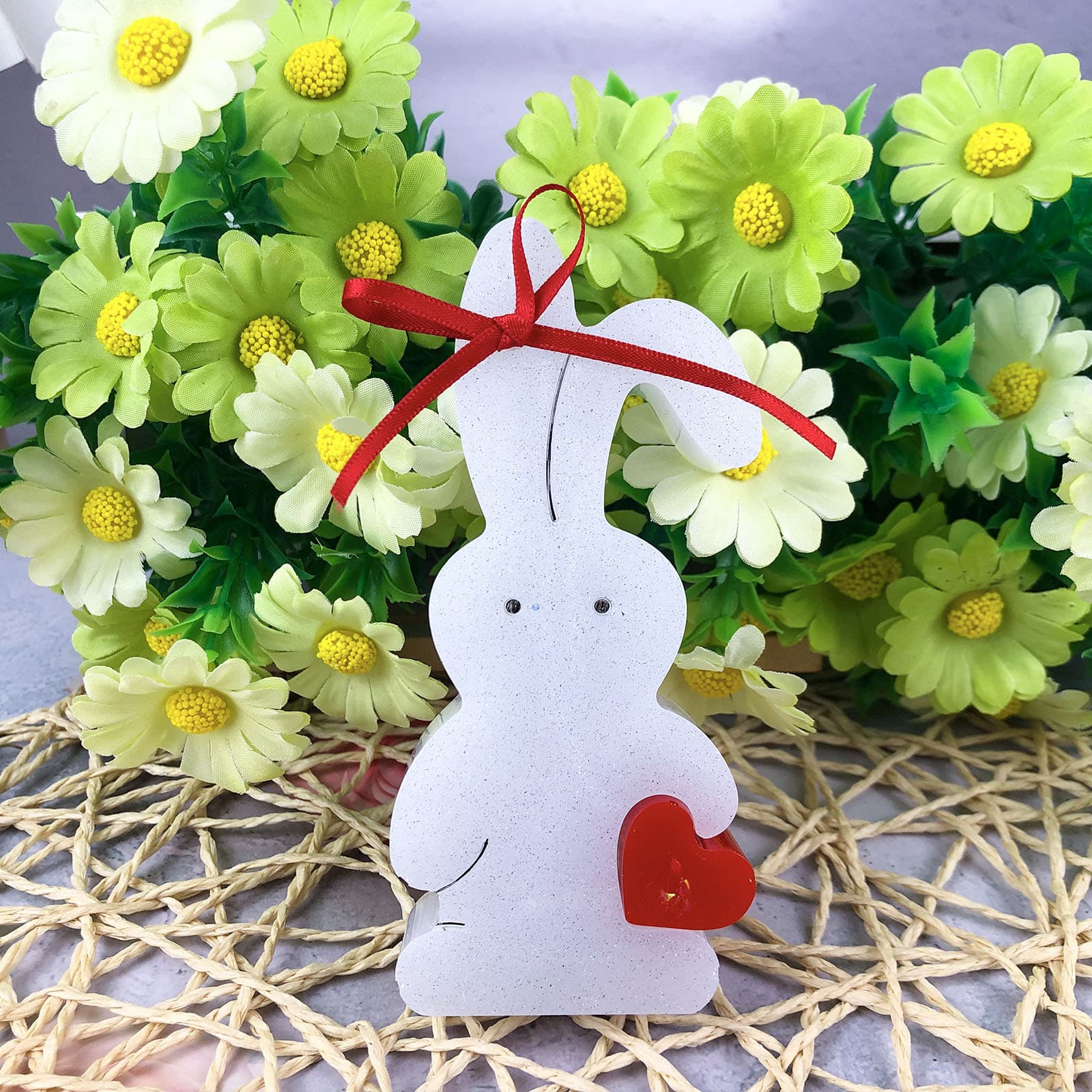X0391 Rabbit Holding Heart Ornament Decoration Mold, DIY Silicone Mold for Ornaments