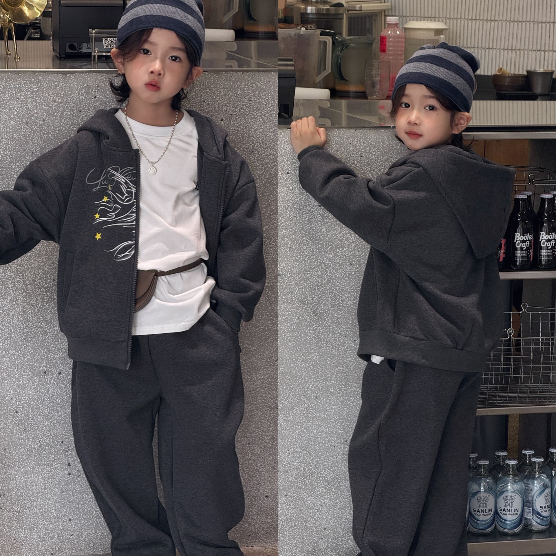 Boys' Autumn and Winter Suit Thickened and Warm Children's Hooded Clothes Jacket Pants 2026 New Style Handsome and Fashionable