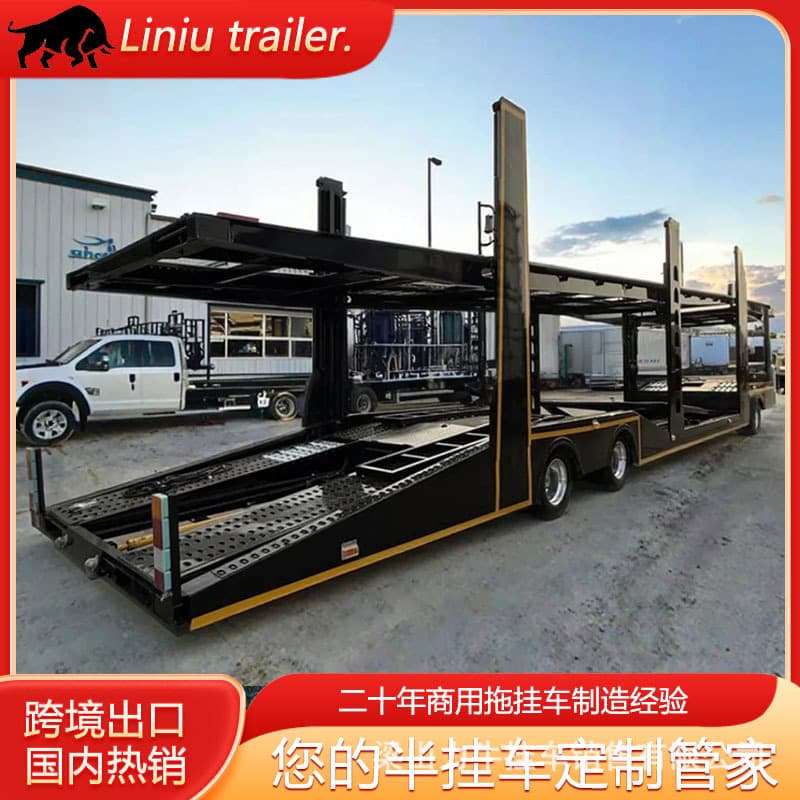 Cross-border European-style light cage double-decker 8-position car carrier semi-trailer for passenger vehicle transport