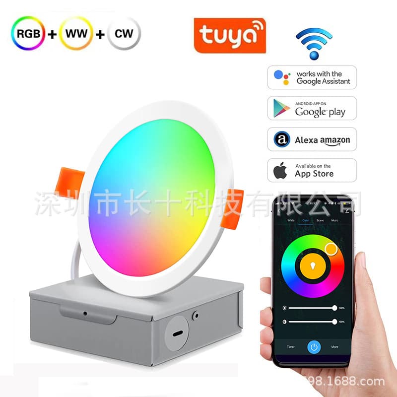 Graffiti wifi smart panel light RGBCW full color dimming Alexa voice downlight Bluetooth LED panel light
