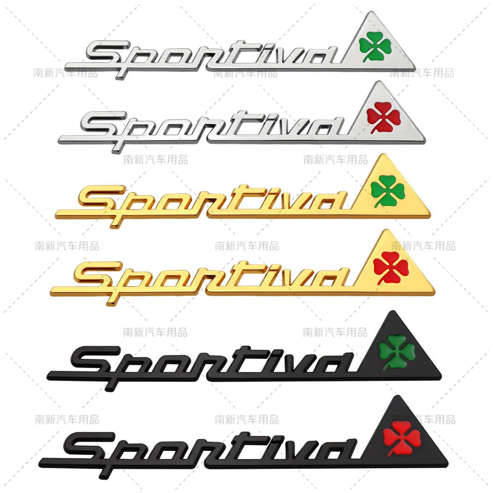 SPORTIVA Four-Leaf Clover Fender Side Badge for Alfa Romeo Modification Emblem Rear Sticker