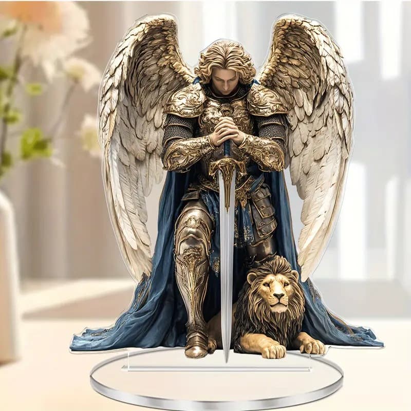 Saint Michael Angel Acrylic Perfect Religious Angel Statue For Home Office Desktop Ornaments