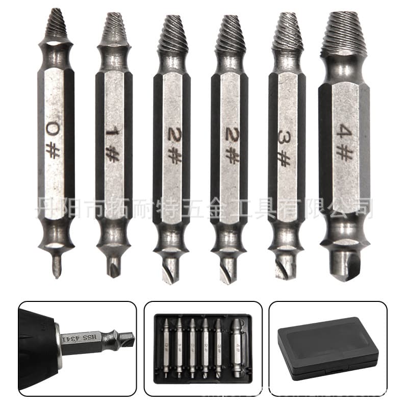 Cross-Border High-Speed Steel Extractor Set, Double-Ended Screw Stripped Removal Tool, S2 Screwdriver Bits for Broken Screw Removal