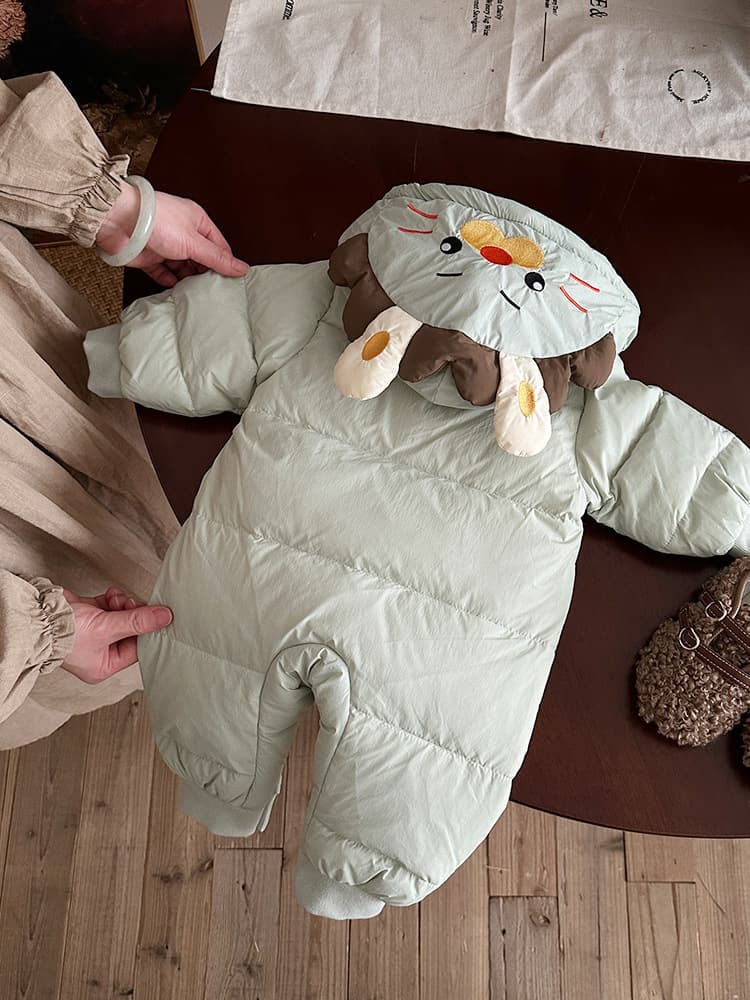 Baby Down Jacket 2026 New Winter Girls' Fleece-Lined Stylish Down Romper Outing Clothes Jumpsuit A-Class