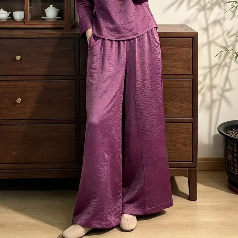 2026 new rayon floating brocade jacquard summer wide-leg pants high-end casual loose new slim pants