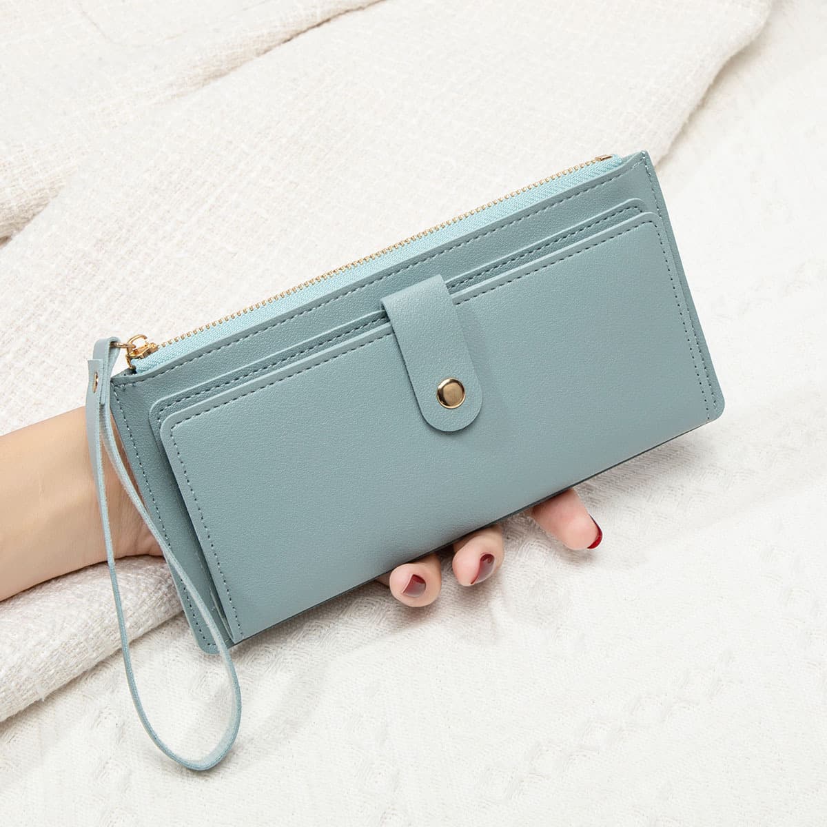 Cross-border 2024 New Women's Wallet Korean Fashion Multi-card Long Wallet Lightweight Simple Zipper Clasp Purse