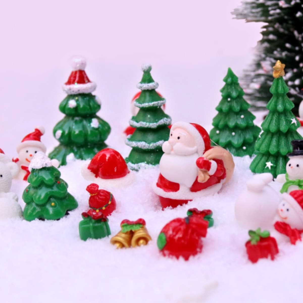 Christmas snow landscaping diy decoration materials Santa Claus snowman Christmas tree elk small ornaments handmade