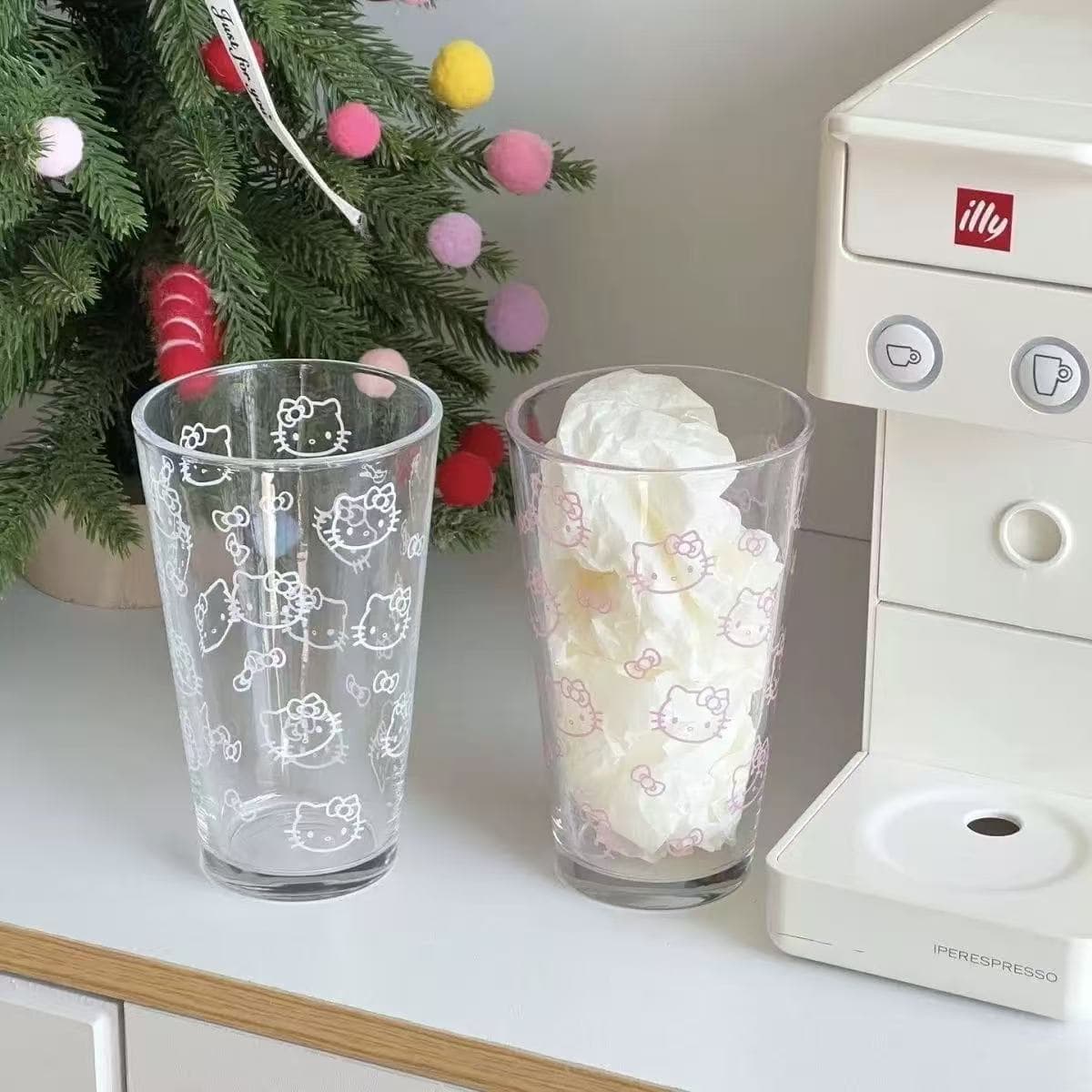 Hellokitty pink milk glass office drinking cup juice drink drop shipping Christmas gift