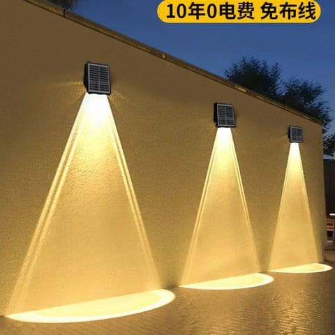 Solar Wall Wash Light Unidirectional Outdoor Fence Wall Light Courtyard Garden Villa Decoration Outdoor Waterproof Spotlight
