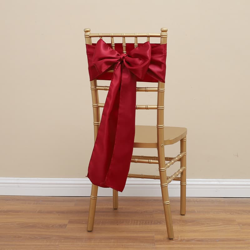 Hotel Restaurant Wedding Chair Back Flowers Decorative Chair Ties Butterfly Knot Polyester Fiber Rectangular Modern Simple Style