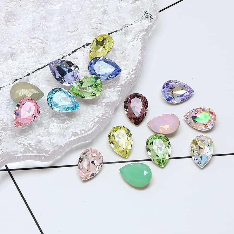 Dongzhou Crystal K9 Glass Teardrop Pointed Bottom Rhinestone DIY Accessories for Clothing, Shoes, Bags, and 3D Decoration