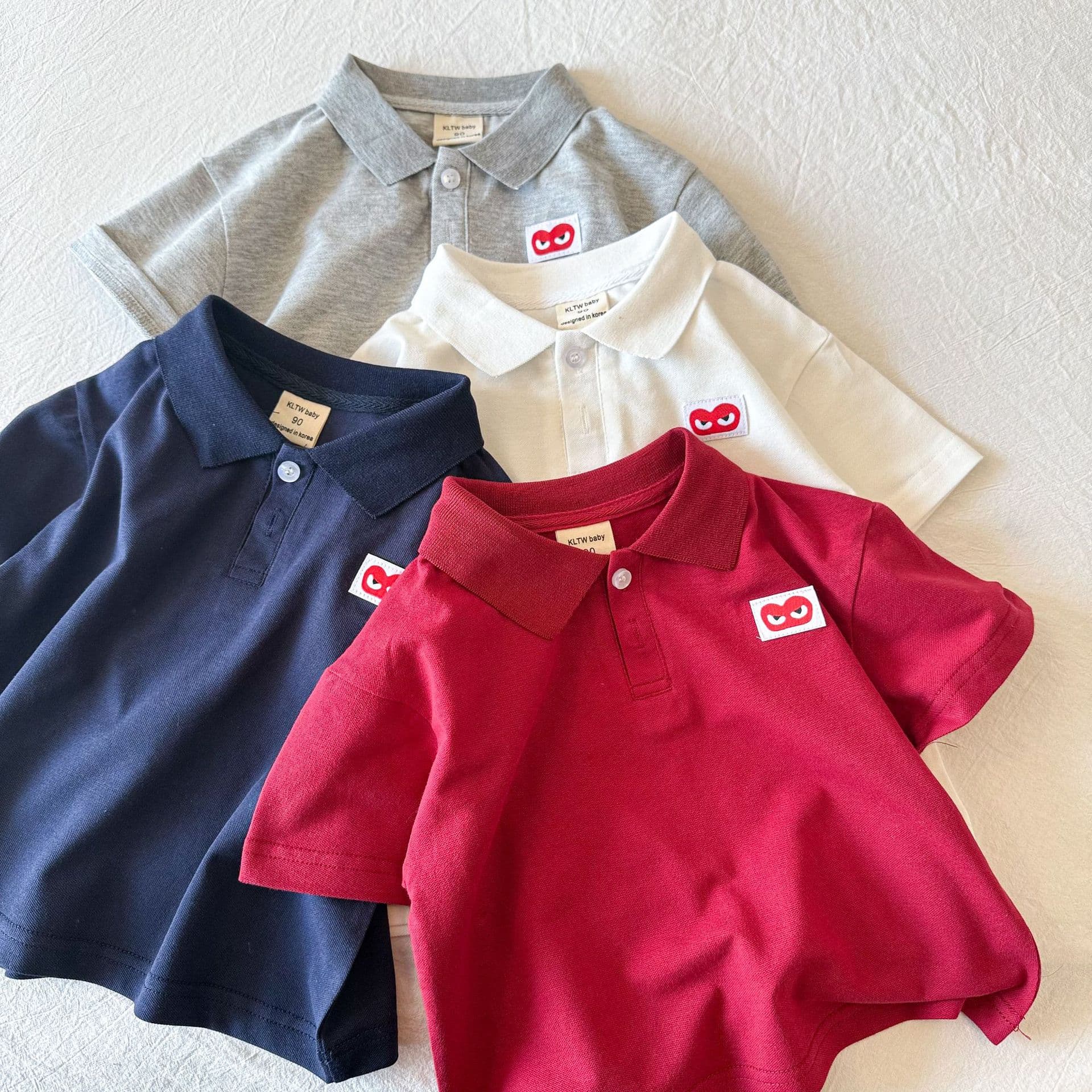 Children's Polo Shirt Thin Style 2025 Summer New Arrival Boys Solid Color Loose Fit Baby Heart T-Shirt Short Sleeve