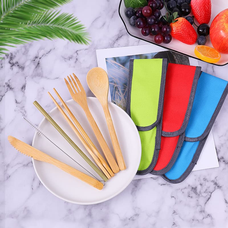 Amazon Shein Cross-border Outdoor Camping Portable Utensil Set Creative Foldable Engravable Logo Bamboo Knife