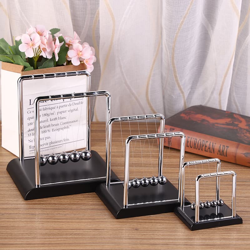 Newton's Cradle Bumper Ball Physics Pendulum Non-Perpetual Motion Chaos Swing Relaxation Stress Relief Gift for Student Learning Supplies