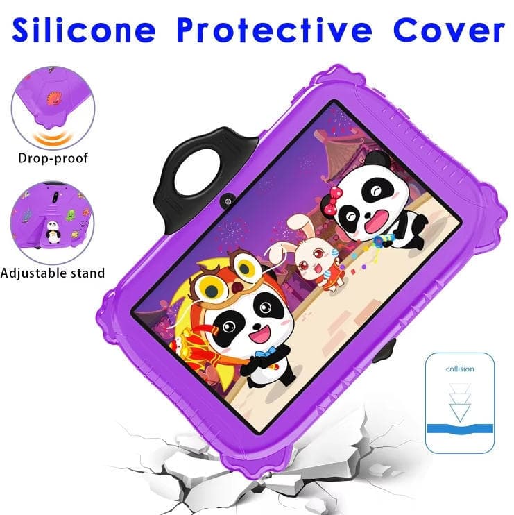 7-inch Kids Tablet Android 12 Quad-Core Processor with Drop-Resistant Silicone Case Kids Educational Learning Tablet