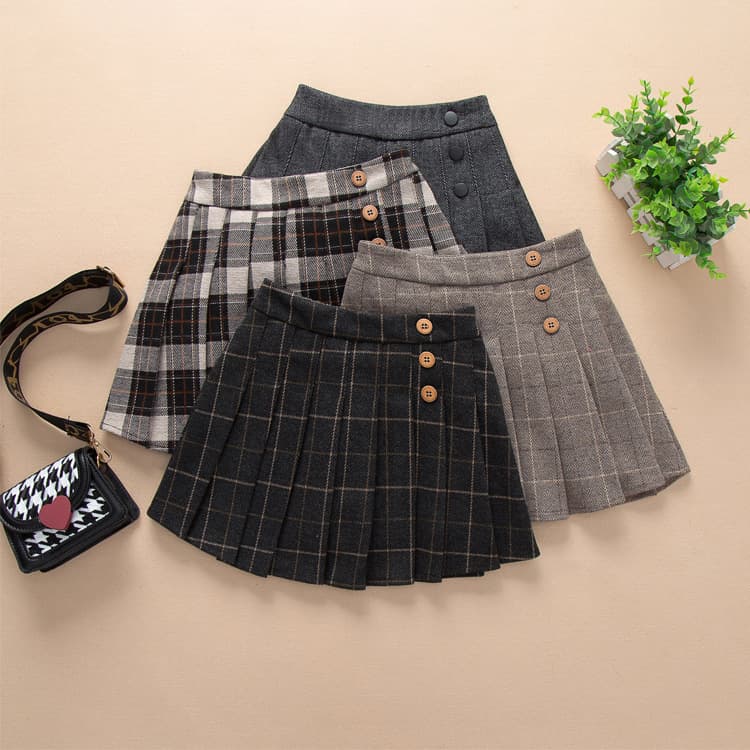 Girls' skirt 2023 autumn and winter new anti-exposure plaid skirt JK pleated skirt woolen skirt thickened skirt