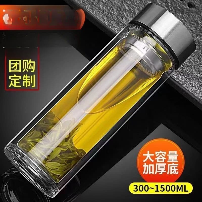 Unbreakable Tempered Glass Cup Drop-Resistant High-Temperature Borosilicate Double-Layer Glass Cup with Protective Sleeve Men's Tea Cup Large Quantity Discount