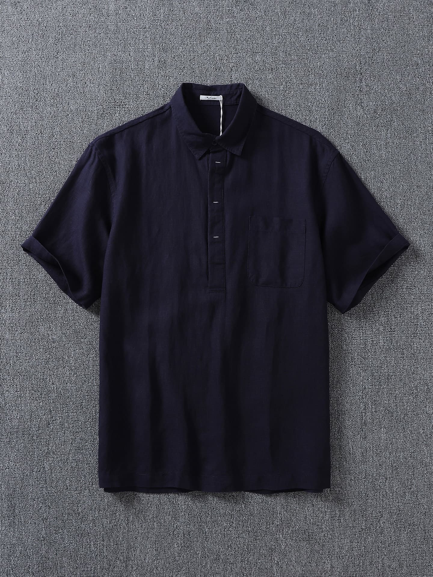 Linen Lyocell Blend Fabric Old Money Half Open Collar Trendy Short Sleeve Shirt for Men, Summer Thin Loose Fit Shirt
