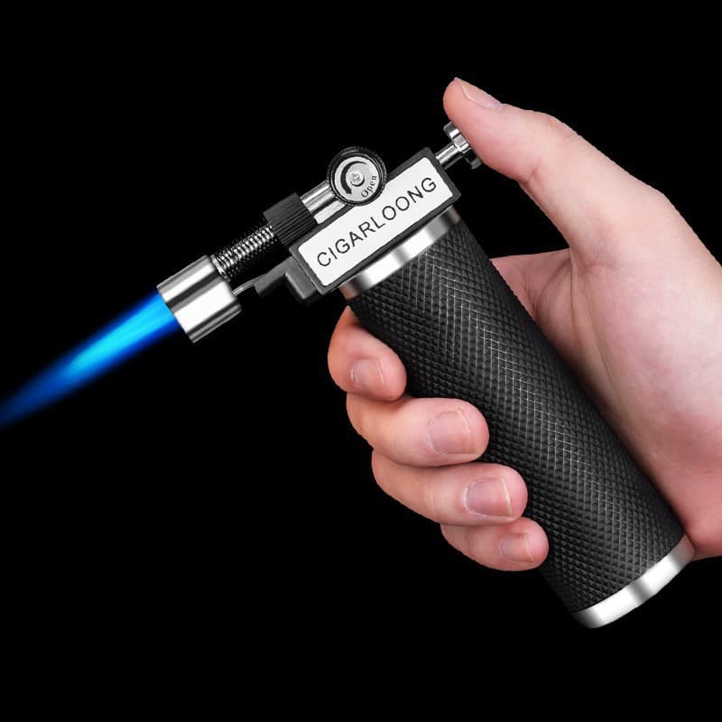 Windproof Cigar Lighter Igniter Moxibustion Spray Refillable High Temperature Welding Direct Flame Lighter for Incense BBQ Baking