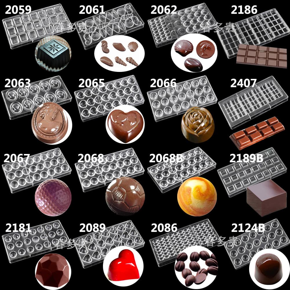 PE Chocolate Mold Square Grid Round Heart Easter Egg Ice Cube Chocolate Baking Tool Multiple Styles Available