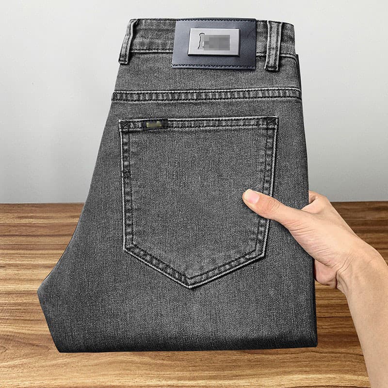 High Quality Lee Dex Men's Slim Fit Casual Jeans Elastic Waist Autumn Collection Grey Color Business Casual Straight Leg Jeans