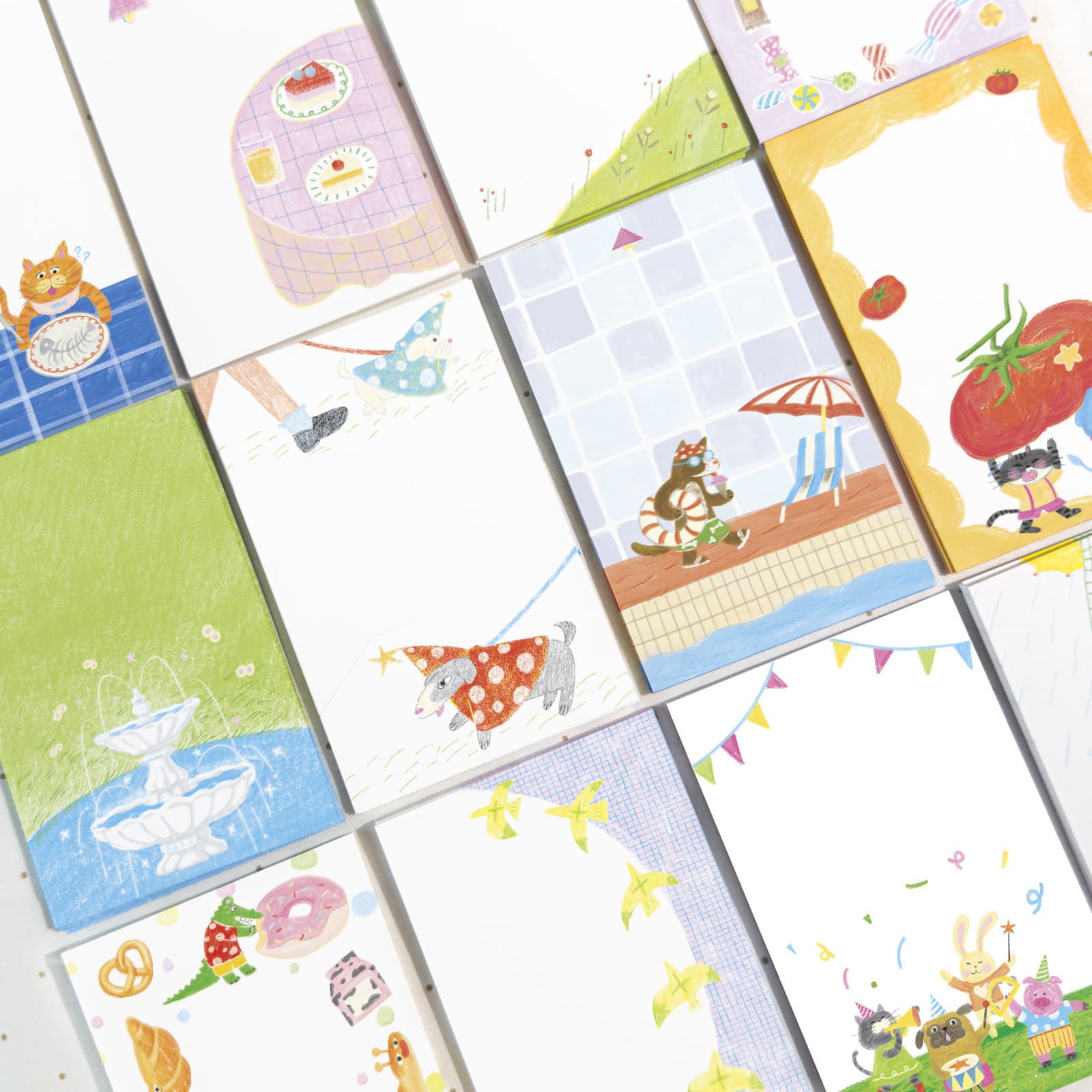 AGUGU Reverie Original M5 Inserts, Japanese Salt-style Hand-drawn Basic Ins Journal Collage Material, Tearable Sticky Notes