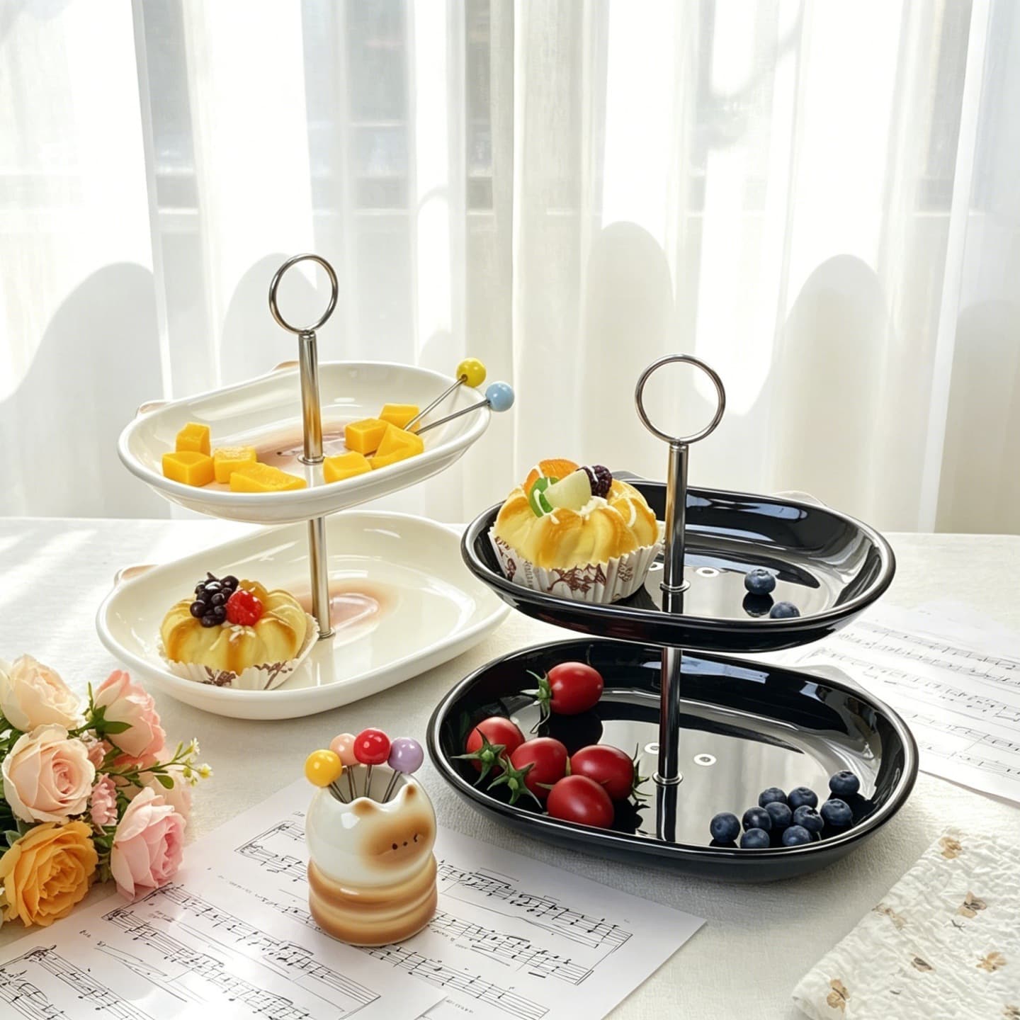 Wedding Fruit Dessert Candy Party Decoration Hotel Front Desk Multi-Layer Cake Stand Metal Rack with Skewer Plate