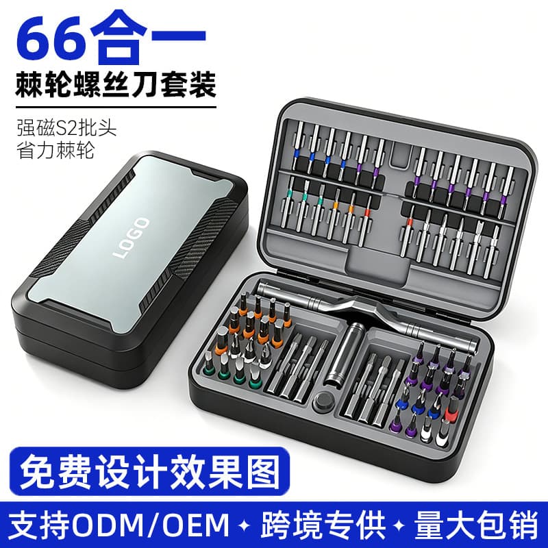 66-in-1 Ratchet Screwdriver Set S2 Bits with Strong Magnetic Force, Labor-Saving, Reversible, for Auto Repair and Home Disassembly and Repair Tools