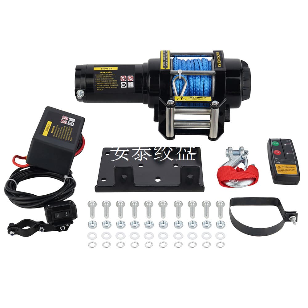 Factory Direct 12V/24V 3500lb Nylon Rope Electric Winch with Remote Control