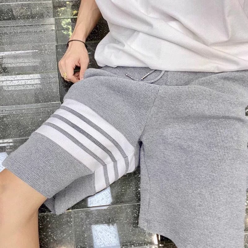 Waffle Shorts for Men and Women Summer Thin American Retro Running Sports Pants Trendy Loose Casual Five-tenths Pants