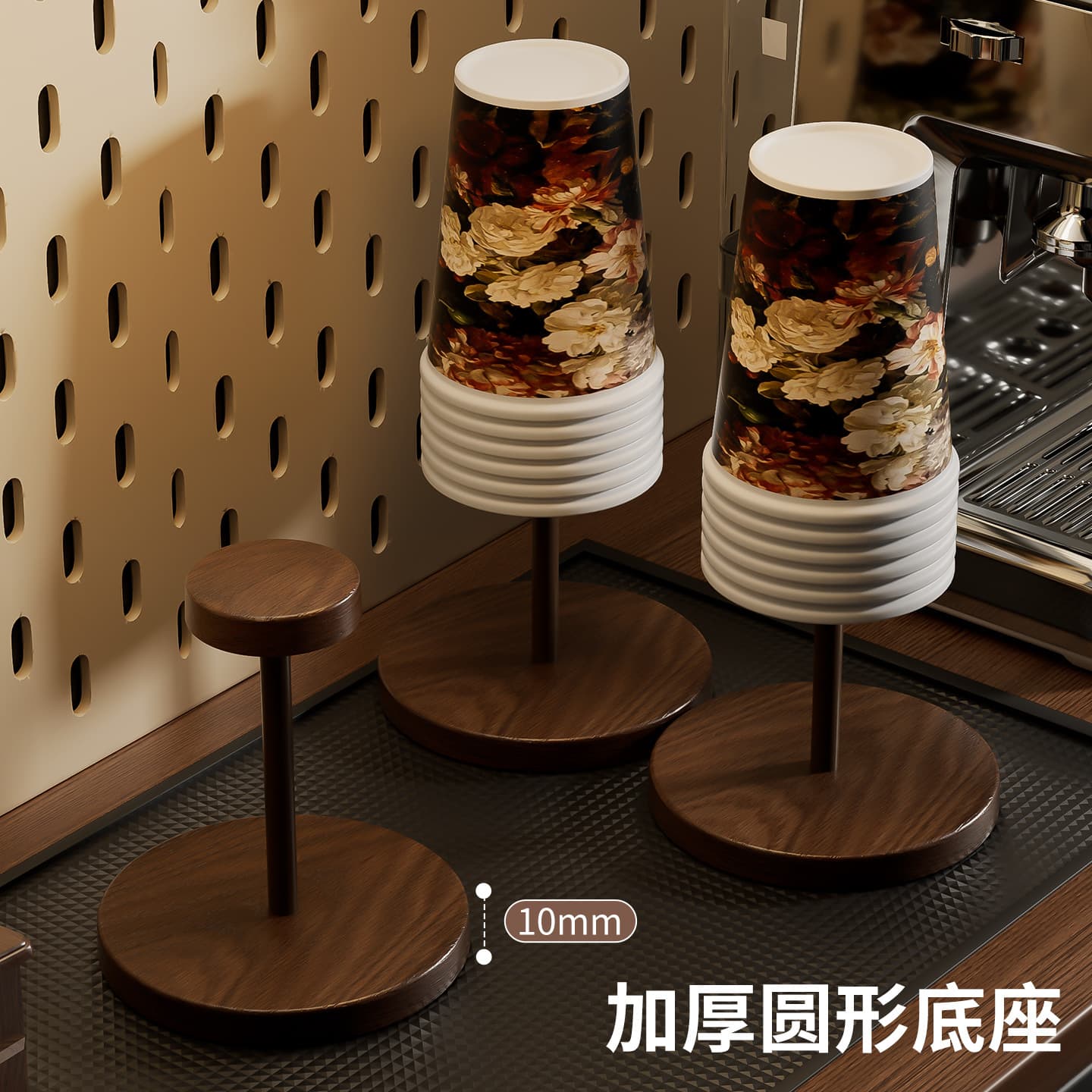 Disposable cup cup holder 2026 new walnut color storage rack high-value paper cup holder solid wood cup holder