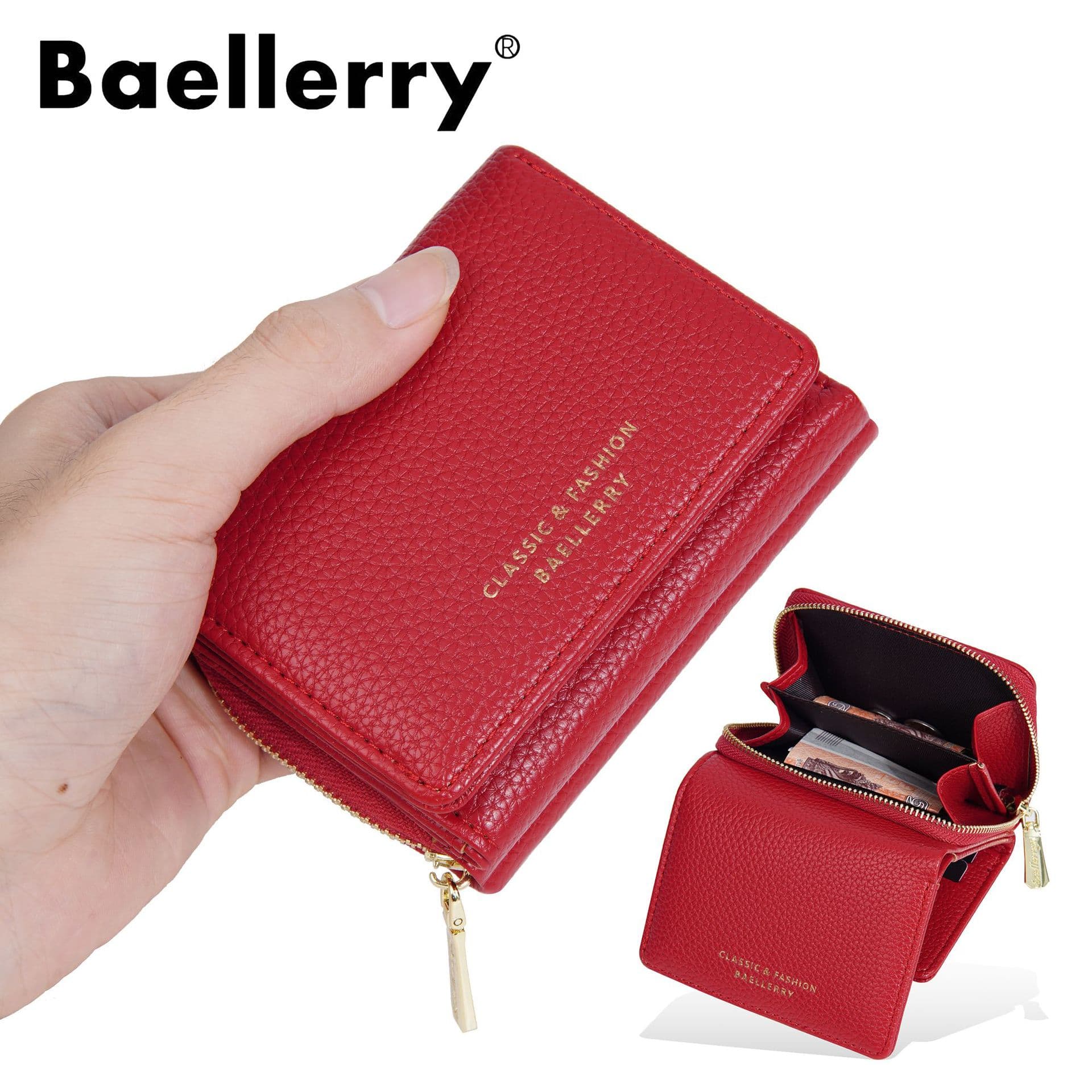 Crossbody Women's Wallet Japanese Ins Style Short Tri-fold Pebble Leather Coin Purse Zipper Card Holder Wallet