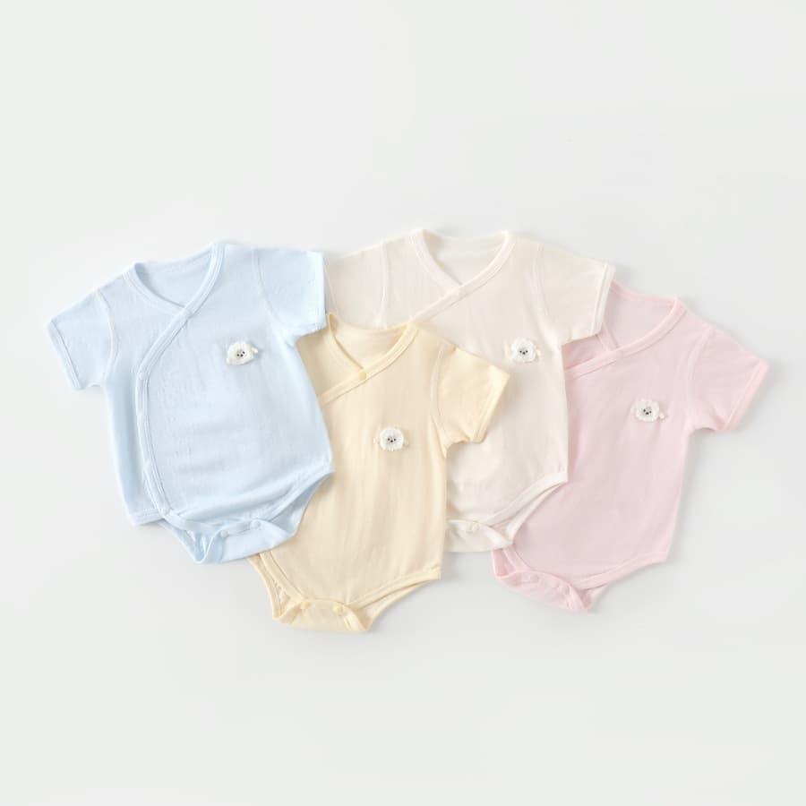 Baby triangle crawl suit A type bamboo fiber summer thin baby crawl suit jacquard short-sleeved newborn baby bag