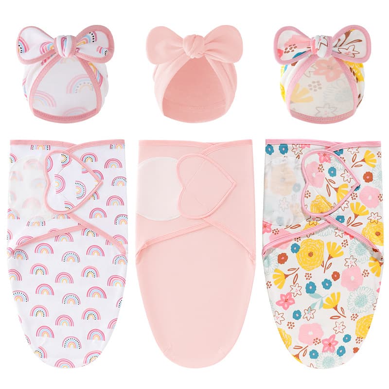 Foreign Trade Cross-border E-commerce Newborn Swaddle and Indian Hat Two-Piece Set, Spring Cocoon Sleeping Bag, Delivery Room Swaddle Cloth