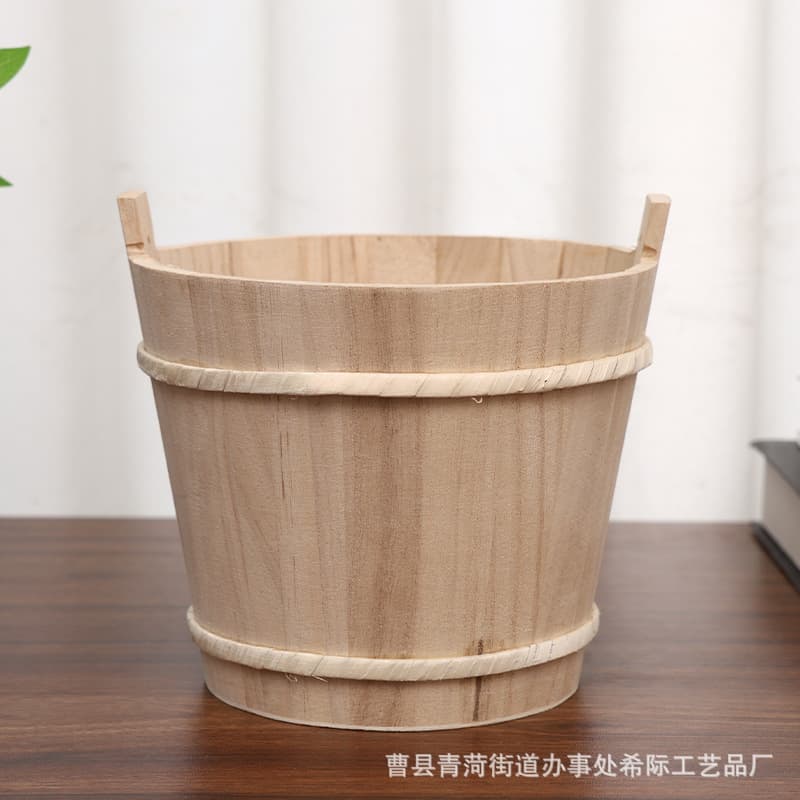 Manufacturer Supply Wooden Round Open-top Large Capacity Aroma Stone Storage Barrel Toy Barrel Stall Wooden Barrel Storage Container