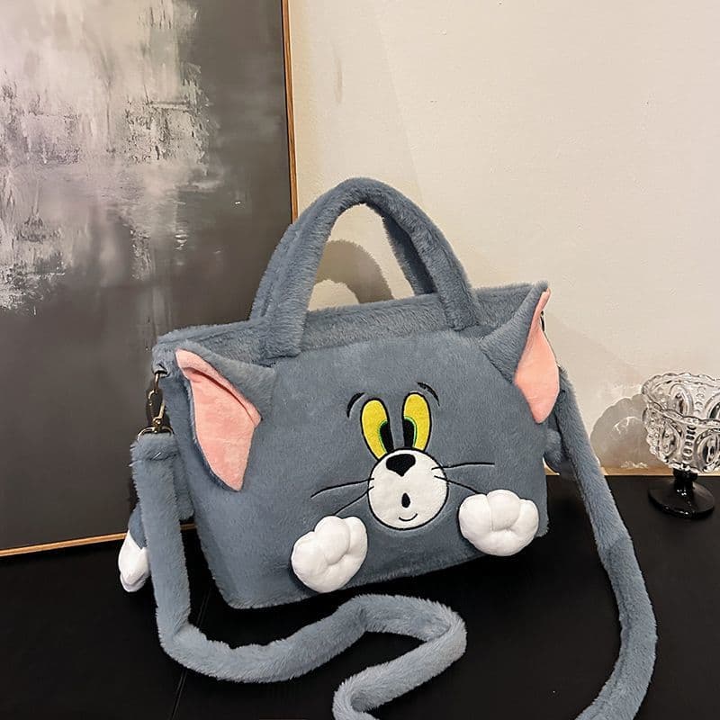 Tom and Jerry Plush Tom Figure Jerry Bag Cute Crossbody Cartoon Student Fluffy Handbag