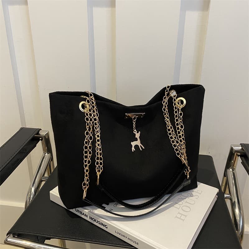 Vintage Commute Textured Chain Shoulder Bag for Women 2026 Winter New Style, Trendy Ins Underarm Bag, Tote Bag for Women