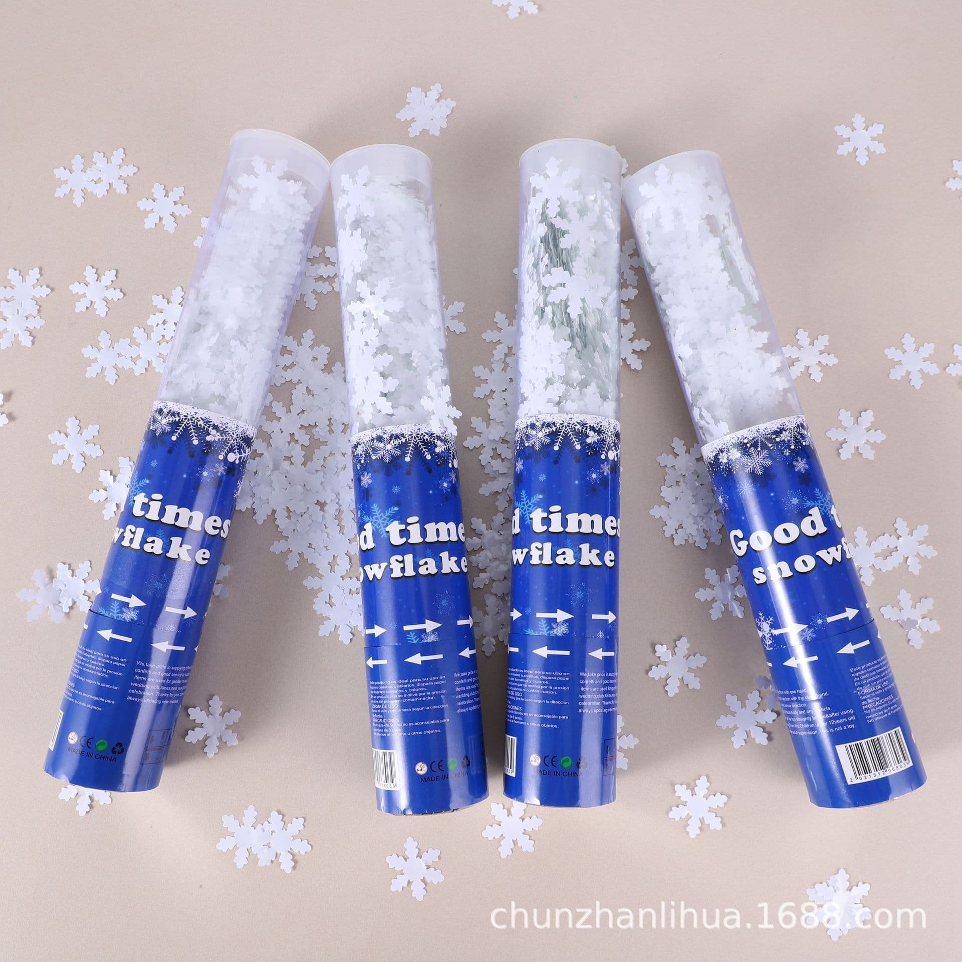 Hand-twist Snowflake Confetti Stick Party Popper Colorful Paper Shreds Christmas Snow Tube Factory Direct Fast Shipping