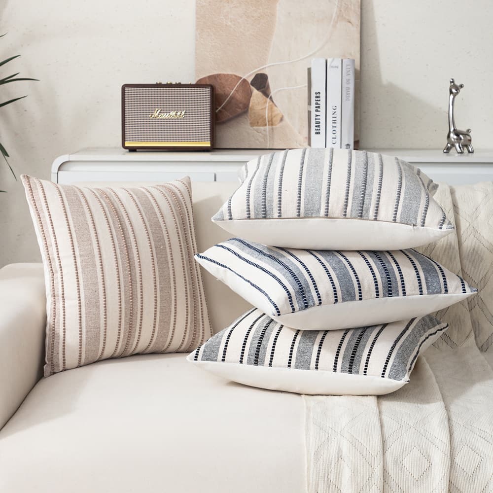 Popular Bohemian Moroccan Polyester-Cotton Yarn-Dyed Pillow Living Room Sofa Light Luxury High-End Striped Pillow Cover